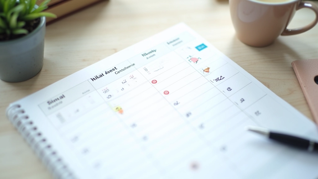 Calendrier avec dates surlignées, planification sur table de travail, ambiance organisée