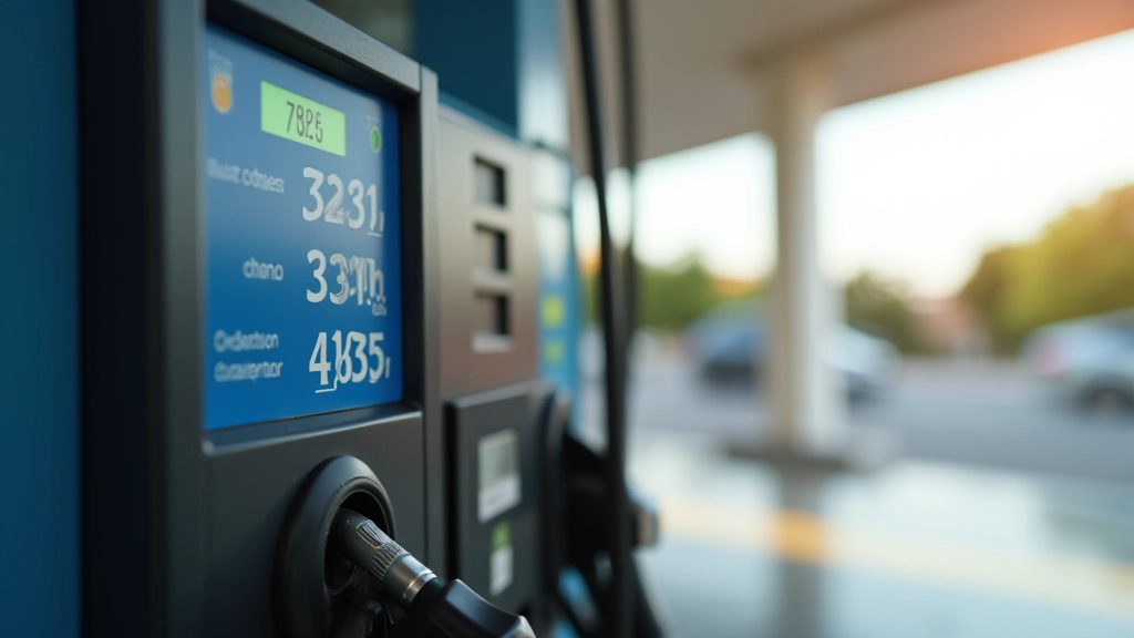 Pompe à essence avec affichage du prix au litre, station-service moderne