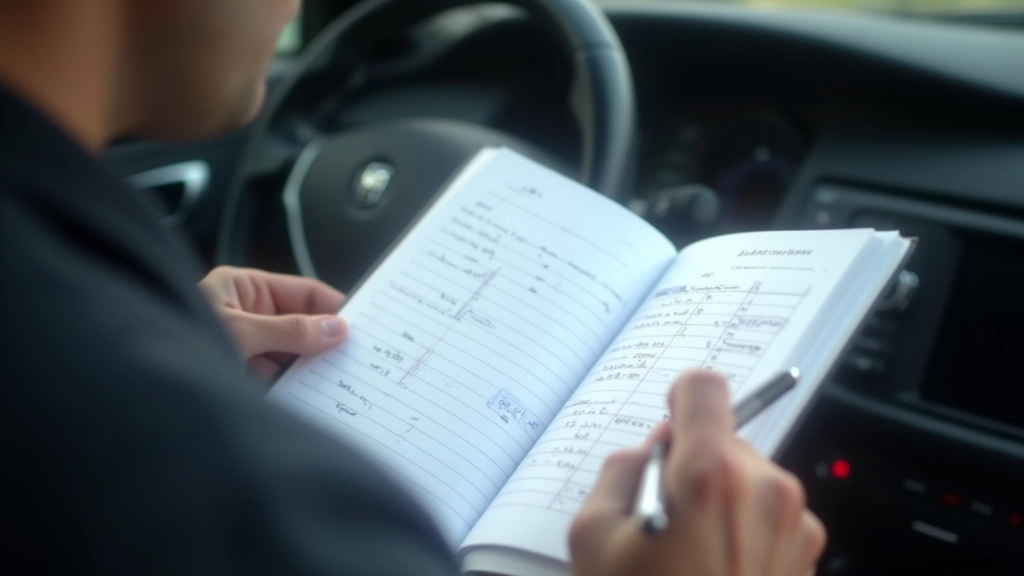 Carnet de bord de voiture ouvert montrant l'historique des entretiens et des coûts accumulés